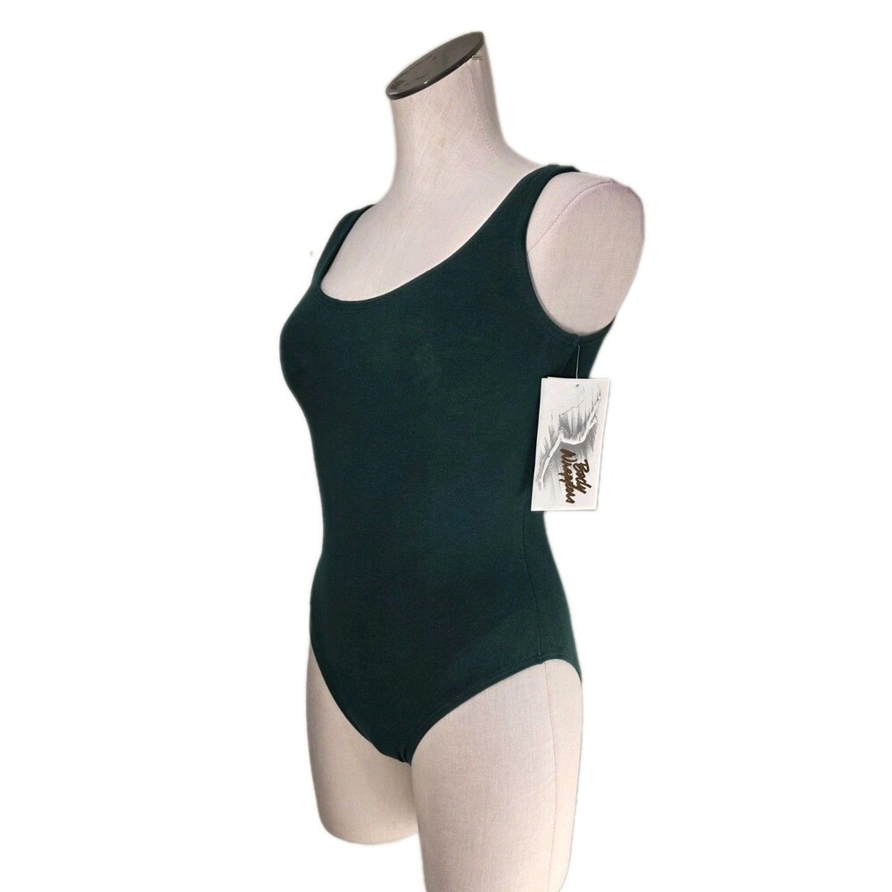 Body Wrappers VTG 80s Low Cut Aerobics Cotton Tank Leotard CoolMax Liner Size M